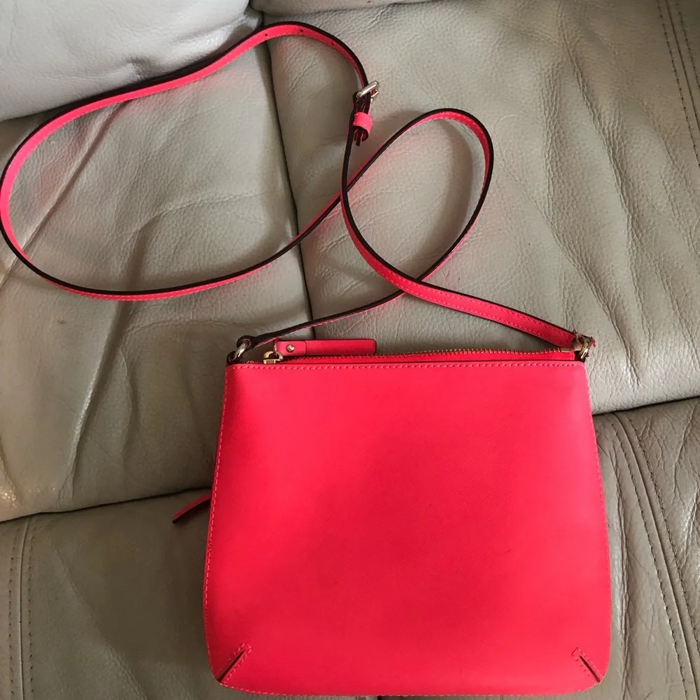kate spade Hot Pink Saffiano Leather Crossbody with Gold Hardware